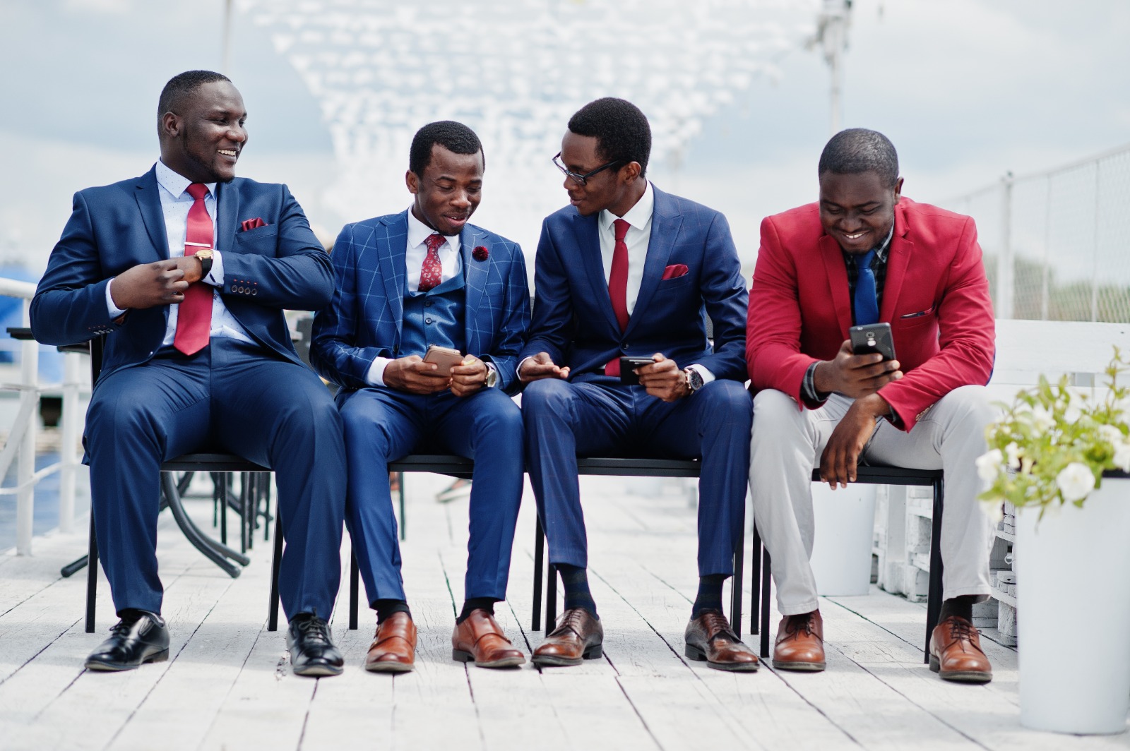 Business professionals at trade fair networking event